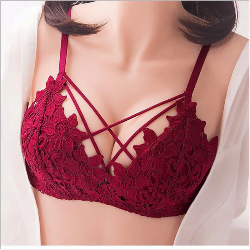 

Sexy Women Lace Floral Embroidery Bralette Sexy Lingerie Comfort Seamless Adjusted Bras For Women Wireless Push Up Bra Underwear