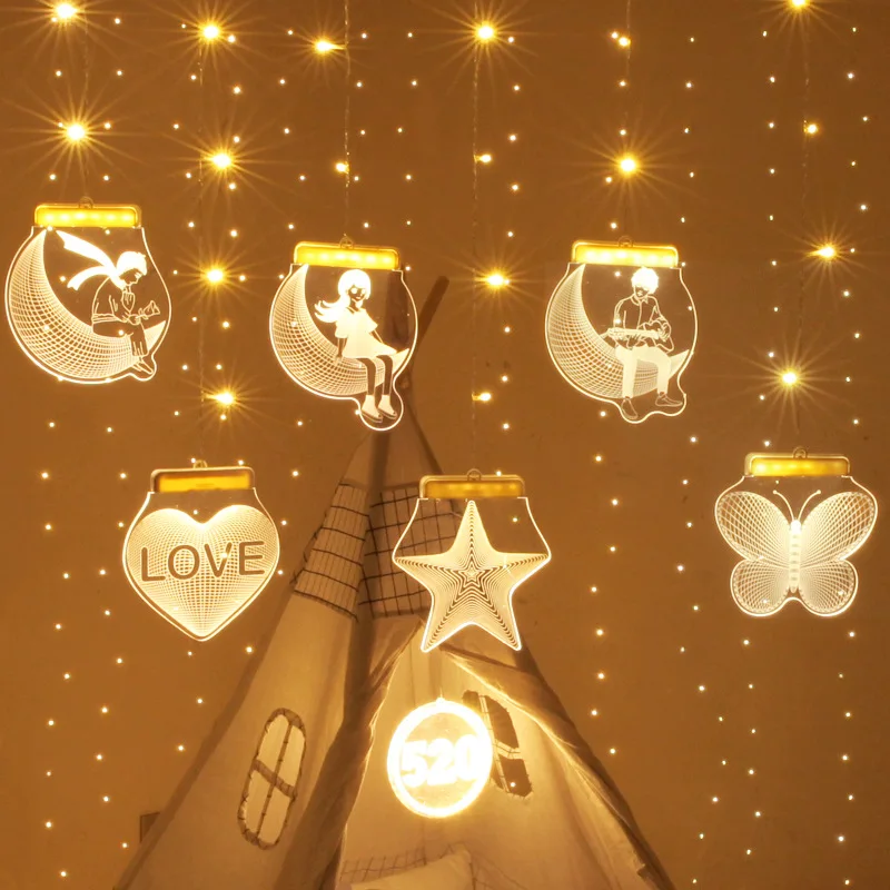 

3D Light String LED Light String Sturdy Romantic USB Festival Christmas Decoration Christmas String Family
