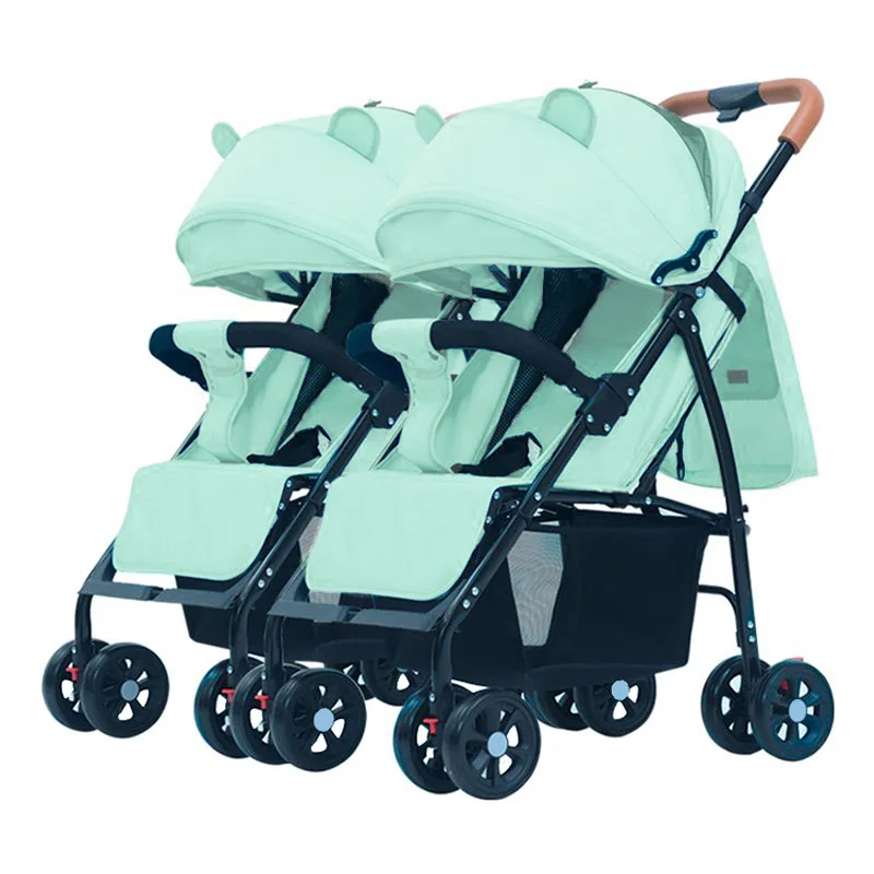 Twin Baby Strollers Can Sit and Detachable High Landscape Light Folding Shock Double Stroller Two Tire Cart