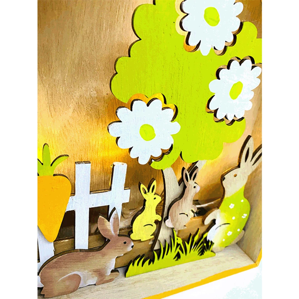 

Easter LED Light Potted Plant Wedding Living Room Home Ornament Wooden Bunny House Decorations
