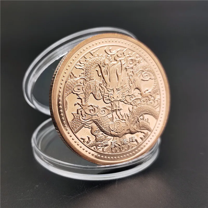 Памятные монеты дракона благоприятные богатства вызов на удачу значок Qinglong