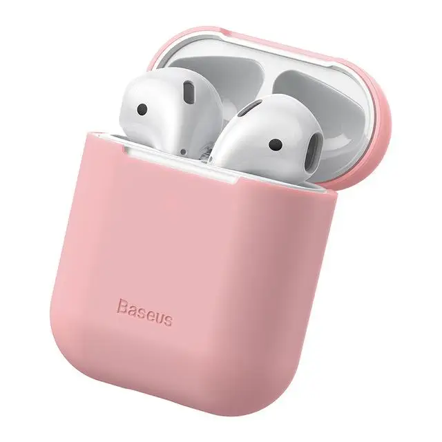 Чехол Baseus для наушников AirPods 1 2, разноцветный силиконовый чехол для Air Pods, чехол, противоударный защитный чехол, чехол для Airpod - Цвет: Pink