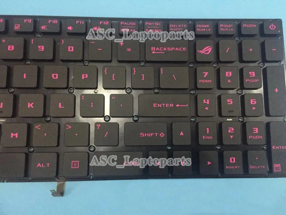 Новая клавиатура US QWERTY для ноутбука Asus GL702VS GL702VM GL702VT GL702ZC(оранжевый/розовый "был") с подсветкой, с оранжевой/розовой печатью