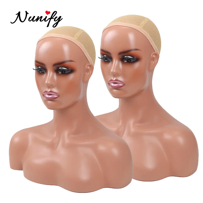 4Pcs Wholesale Realistic Female Mannequin Head With Shoulder Manikin Head Bust For Wigs Beauty Accessorie Display Model Wig Head