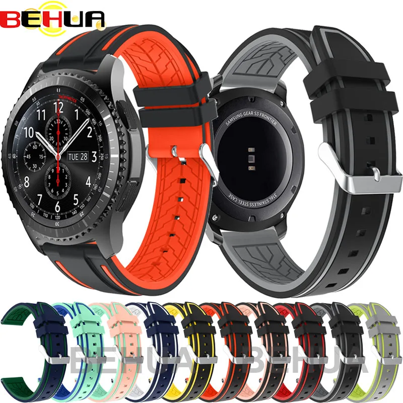 

22mm Correa Silicone Band for Samsung Galaxy Watch active 2 46mm Gear S3 Classic Frontier Strap replacement Watchband Bracelet