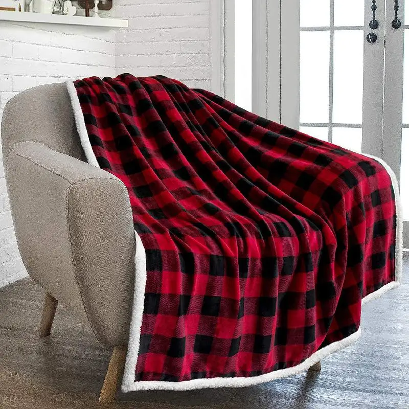 

Hot New Style Blanket Flannel Red Black Plaid Winter Thickening Household Flannel Christmas Woolen Blanket 150*200