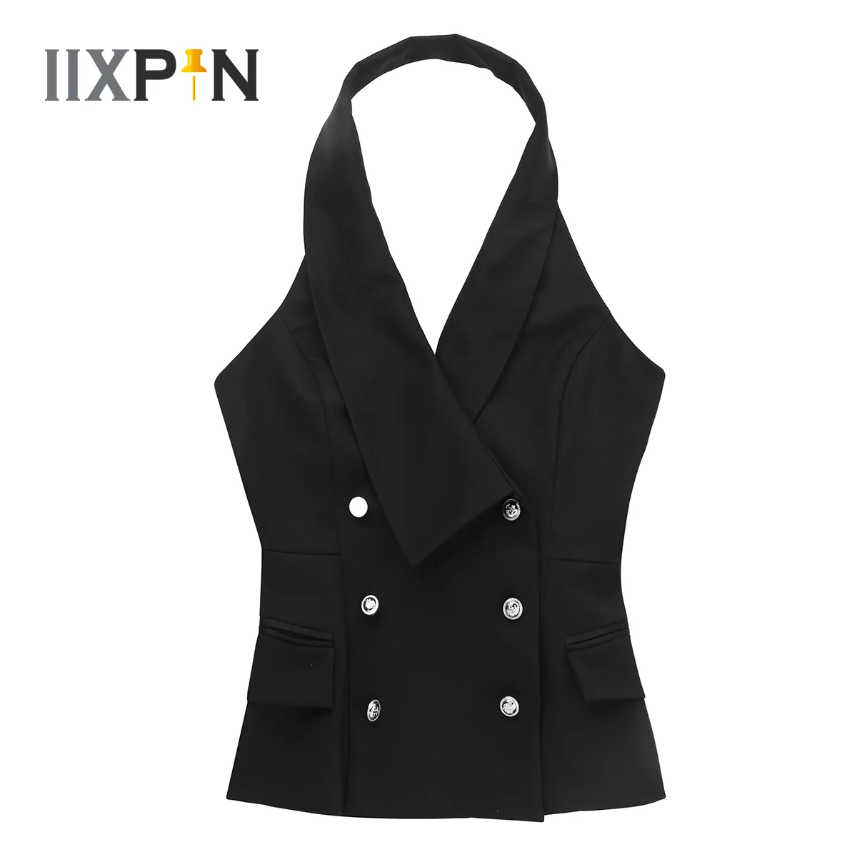 

New Korean All-match Slim Suit Vest Women Haltered Sleeveless Blazer Backless Button Down Fashion Business Waistcoat Work Wear