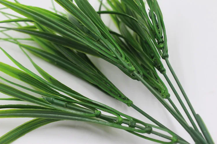 

Fake Flower Green Plant Potted Decorative Plant Plastic Simulation Grass 7 Fork Spring Grass for Home Office Desktop Decoration