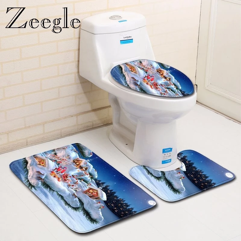 Zeegle Shell с принтом, 3 шт., коврик для ванной комнаты, коврик для туалета, Нескользящие Коврики для ванной комнаты, коврик для ванной комнаты, впитывающий ковер для ванной комнаты