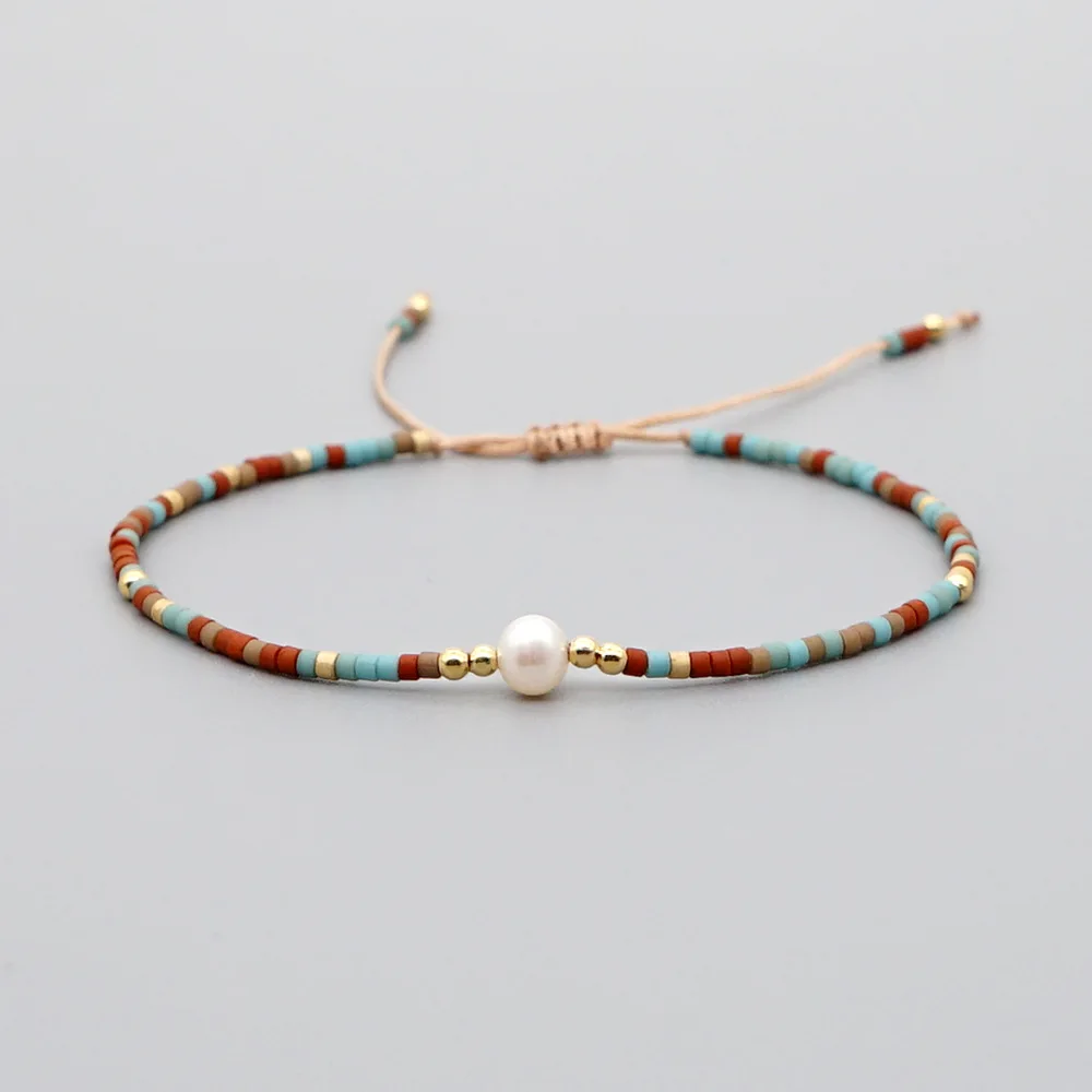 

2021 Summer Bracelet Beach Jewelry Myuki Beads bracelet Hand-woven Natural Pearl Friendship Armband Charm Pulseras Boho Jewelry