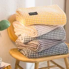 Супермягкое стеганое фланелевое одеяло s для кровати, однотонное клетчатое желтое Флисовое одеяло в молочном стиле, покрывало, 220 x, зимнее теплое одеяло s