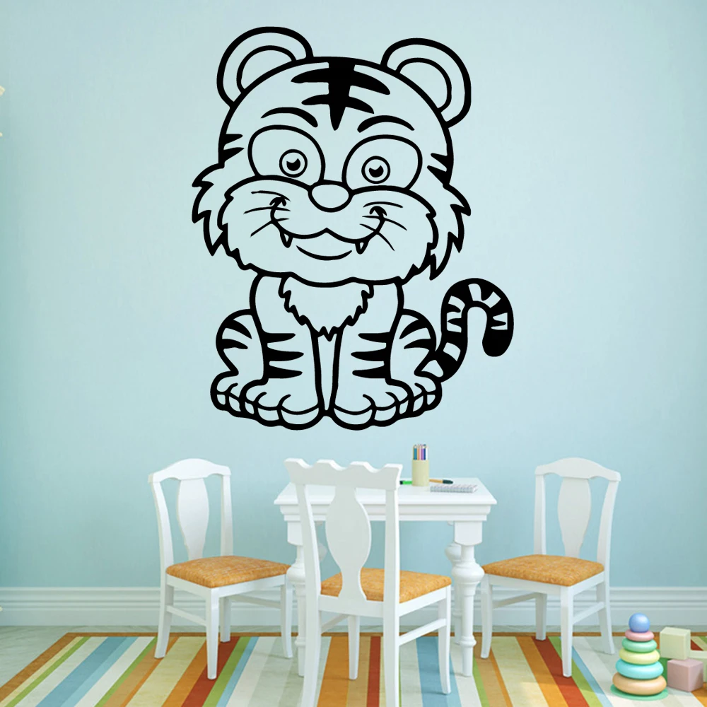 Современная Наклейка на стену с милым тигром аксессуары для украшения дома