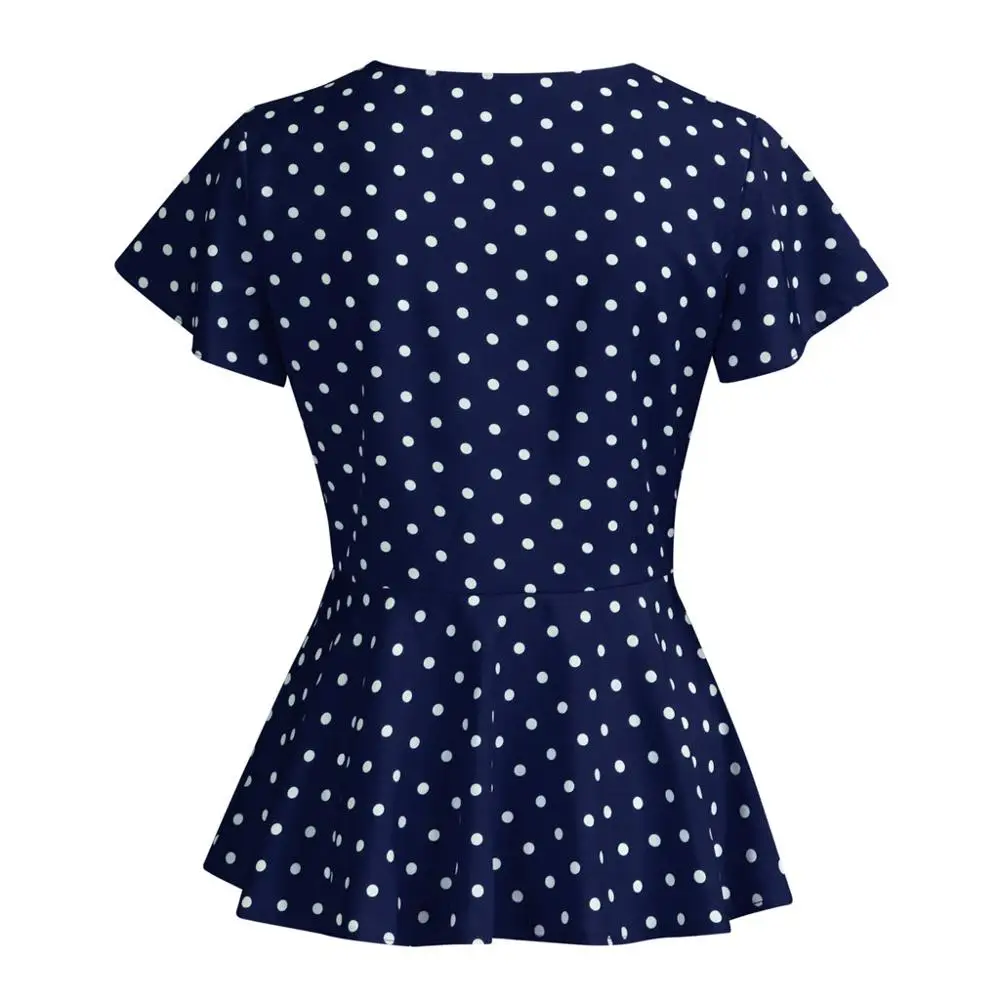 Летняя женская рубашка размера плюс с v образным вырезом и коротким рукавом