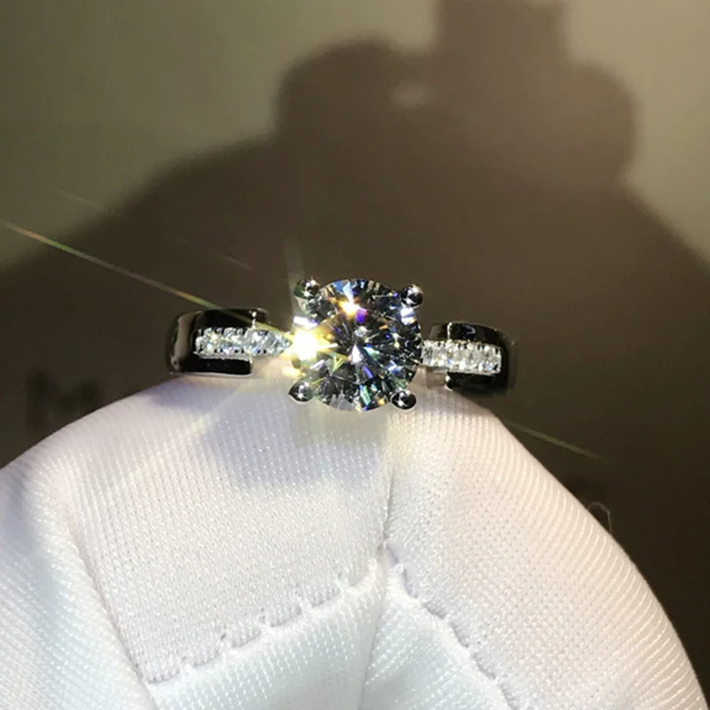 Женское кольцо из белого золота 9 к 1ct 2ct 3ct Moissanite роскошное бриллиантовое с 4