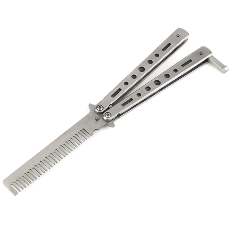 

Pro Salon Stainless Steel Folding Practice Training Butterfly Style Comb Tool