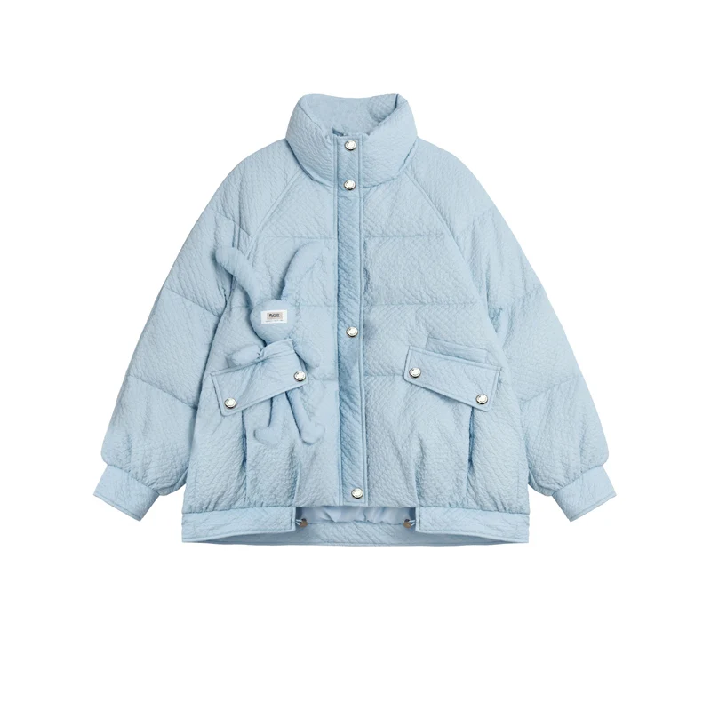 

2021 Women's High Quality Down Jackets Plus Size Vintage Loose Fashion Sweet Female Thick Warm Cute Rabbit Cotton Jacket Coat