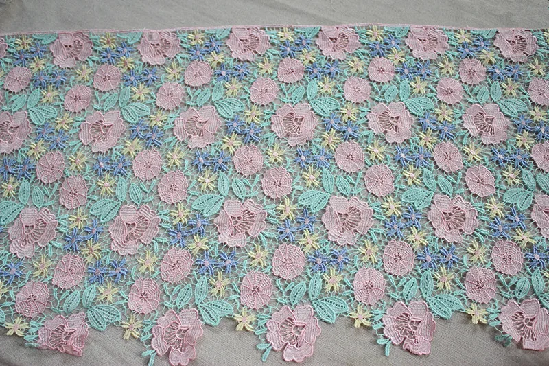 1" 38 см в ширину высокого качества DIY кружево для рукоделия Водорастворимая вышитая кружевная отделка в розовом+ мятном зеленом+ синем+ желтом, Venise кружевной отделкой