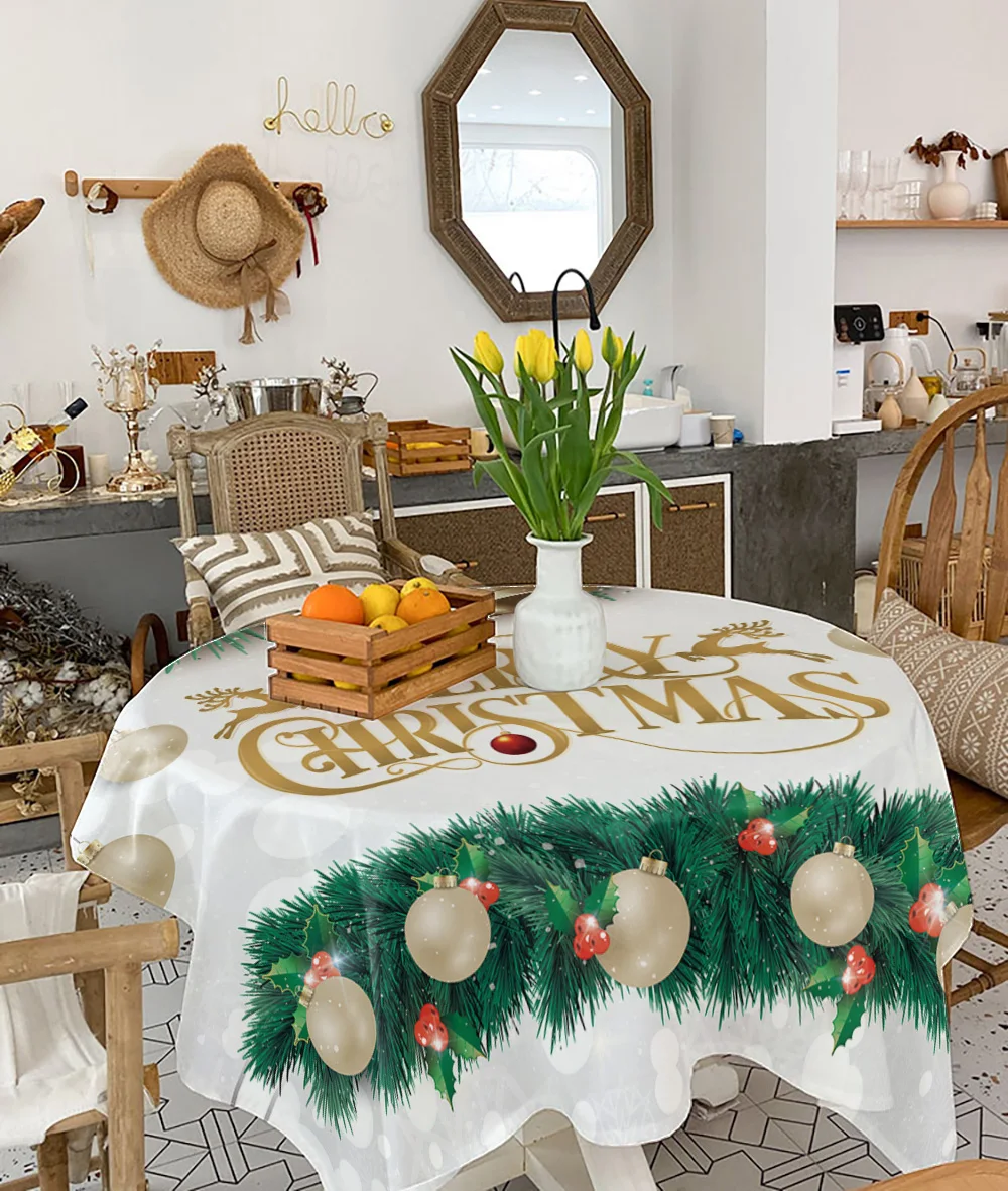 Рождественское украшение водонепроницаемая скатерть с шариками и колокольчиком