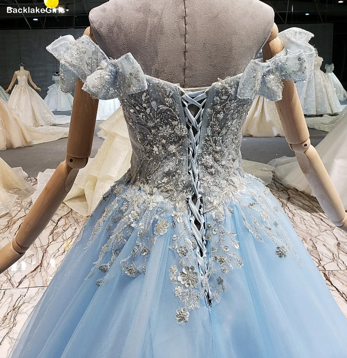 3d Beade цветочное синее Африканское вечернее платье с длинным рукавом