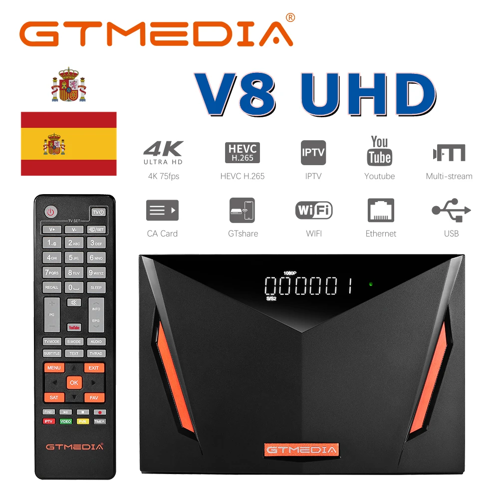 

Gtmedia V8 UHD,4K,4G dongle Abertis latest DVB satellite decoder,WIFI, spain,H.265,DVB-S2/T2/Cable,PK Free sat V9 super V8 nova