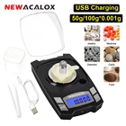 Цифровые весы NEWACALOX 100 г50 г x г с USB-зарядкой, высокоточные портативные ювелирные весы для лекарствпищипорошка