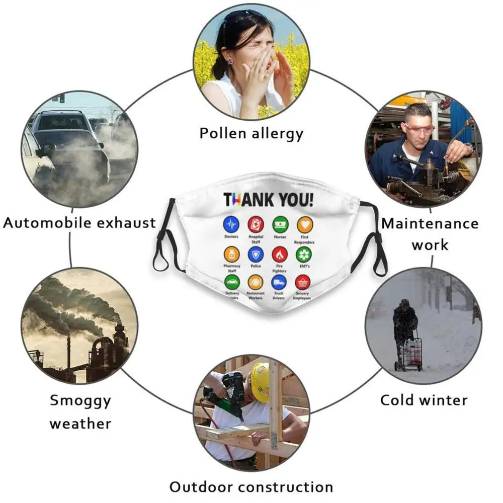 

Thank You Essential Workers Employees And First Responders Adult Kids Washable Funny Face Mask With Filter Thank You Essential