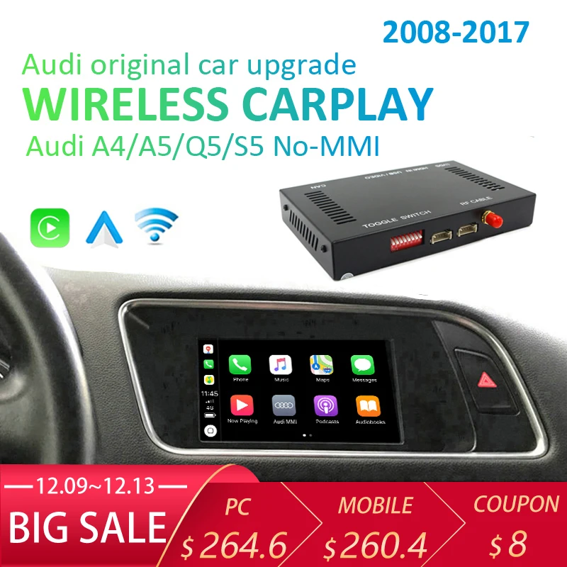 Carlinkit беспроводной Carplay декодер для Audi A4 A5 Q5 Non-MMI muItimedia интерфейс CarPlay& Android авто комплект модернизации