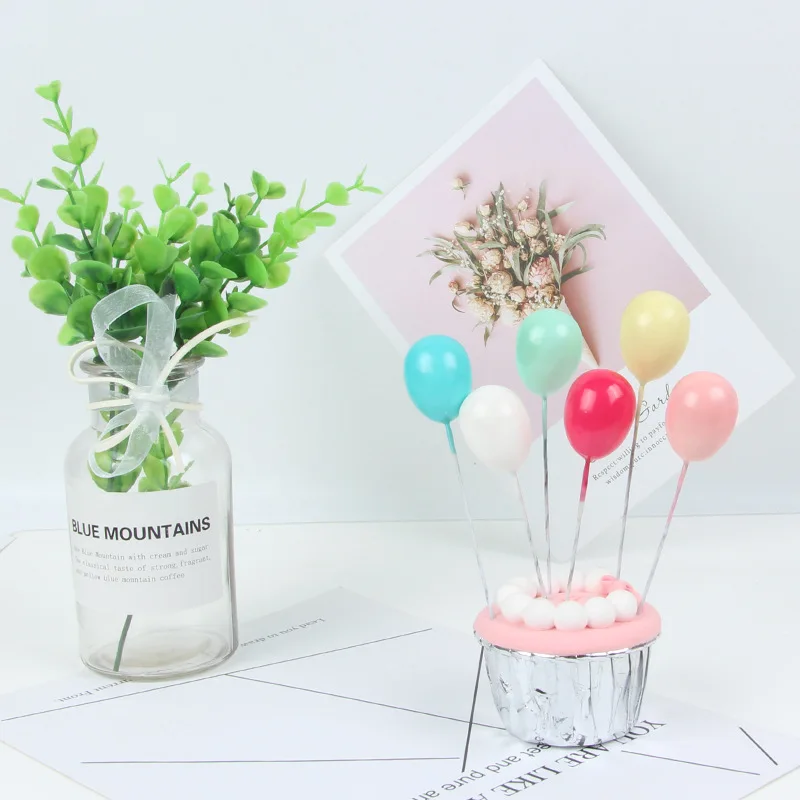

6pcs/lot Foam Balloon Mixed Colors Cake Topper Happy Birthday Cake Topper Baby Shower Decorations Wedding Party Cake Deoration