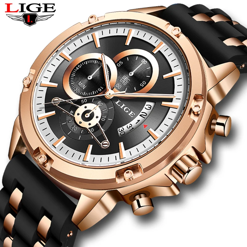 LIGE модные мужские часы топовые брендовые Роскошные многофункциональные