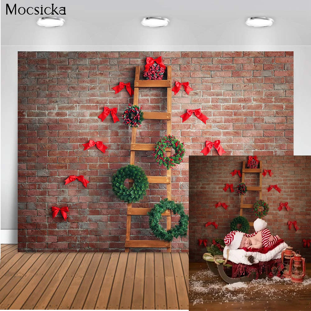 

Mocsicka Christmas Theme Photo Background Christmas Tree Decoration Style Baby Shower Photo Wallpaper Photography Prop Studio