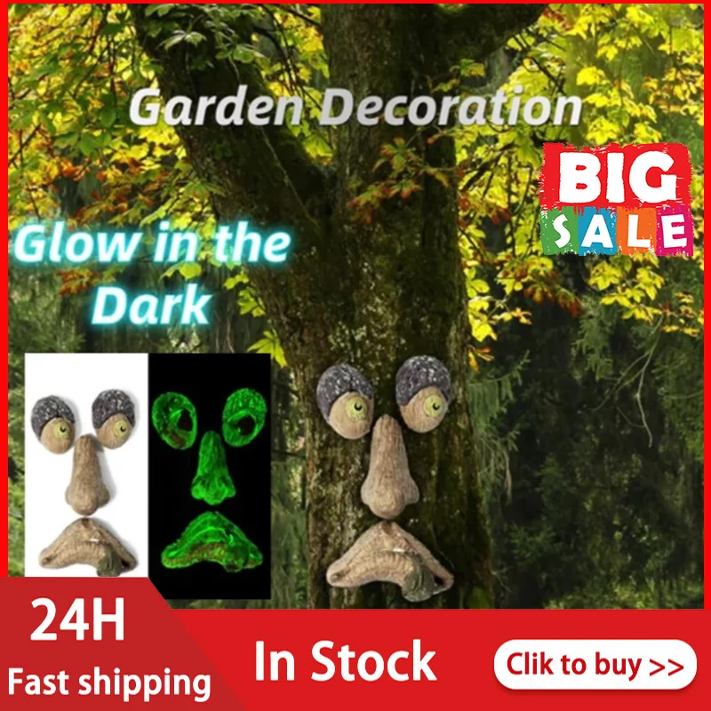 

Украшение для лица на Хэллоуин, лай, призрак, светящееся лицо, пасхальный реквизит, садовая статуя на лице дерева, Пасхальная домашняя пижам...