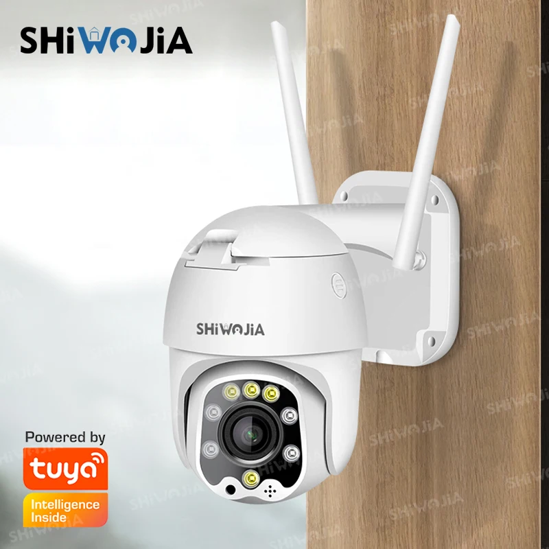 

SHIWOJIA 5MP PTZ Wifi IP Camera Tuya Smart Camera Securite Outdoor 4X Optical Zoom AI Mobile Detection H.265 P2P CCTV Camera