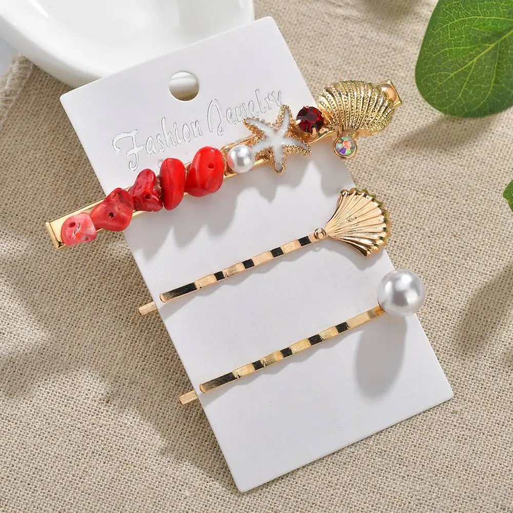 Модные заколки в виде ракушек стиле бохо для волос форме морской звезды ручной