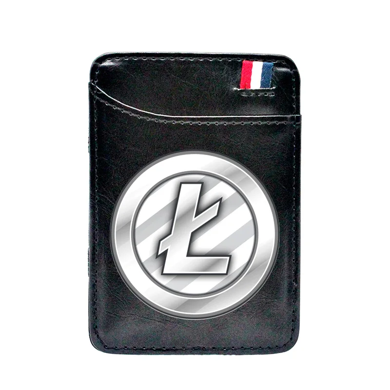 

2021 New Fashion Litecoin LTC Design Men Women Card Holder Leather Magic Wallet Mini Money Clips Short Purse
