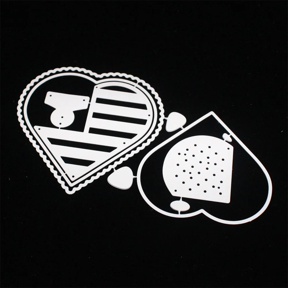 KSCRAFT сердце с американским флагом трафареты для резки металла DIY Скрапбукинг