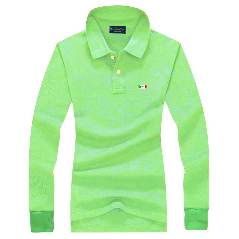 

High-End Quality Women's Classic Custom Embroidery Fashion Logo Slim Fit Micro-Elastic Polo Shirt Lapel Long-Sleeved T-Shirt