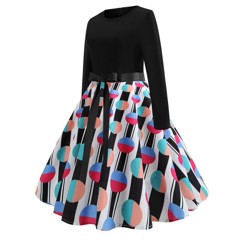 Элегантное зимнее винтажное платье женское черное лоскутное праздничное