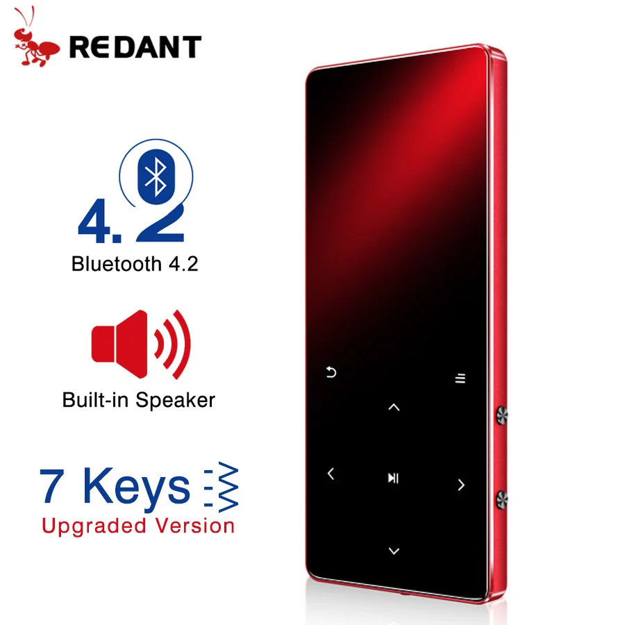 

Redant Mp4 Player with Bluetooth Built-in Speaker Touch Key Fm Radio Video Play E-book Hifi Metal Mp 4 Music Player 8g 16g 32gb