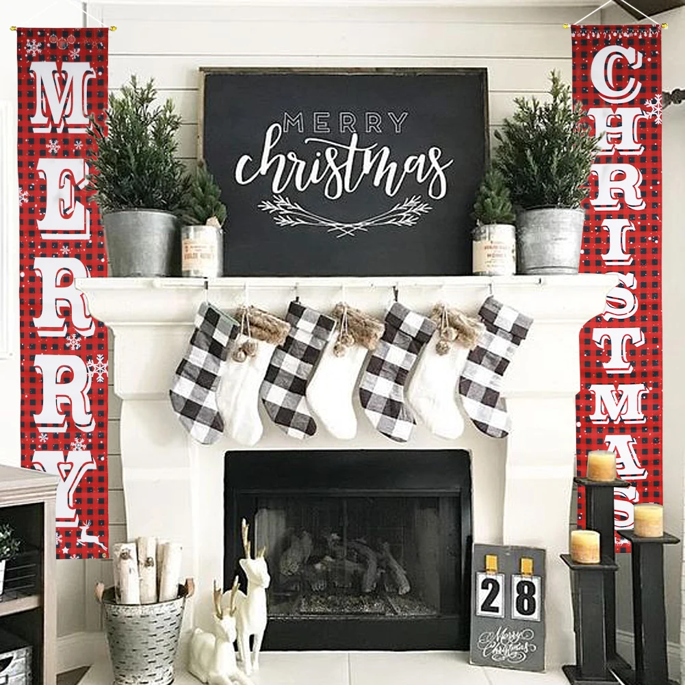 OHEART с Рождеством знак крыльца дверной баннер рождественские украшения для дома