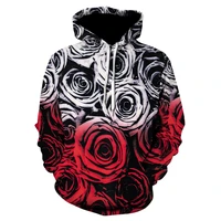 new 3d printed rose embroidered long sleeve hoodie sweatshirt pullover autumn hoodie funny unisex oversized hoodie