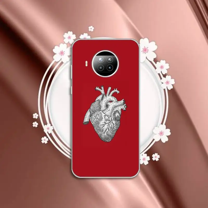 

Phone Case Transparent for Xiaomi mi Redmi note 10 t 8 9 pro lite 11 Samsung S 8 9 10 20 Human Organs Heart Meridian