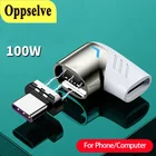Магнитный USB-адаптер Type-C, 100 Вт, 5 А, для MacBook Pro, Huawei, Xiaomi, Samsung, QC 4,0