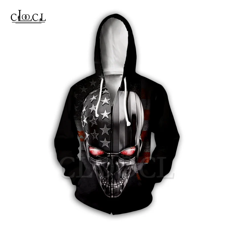 Новейшая модная Толстовка CLOOCL в стиле Харадзюку С 3D принтом черепа/американского