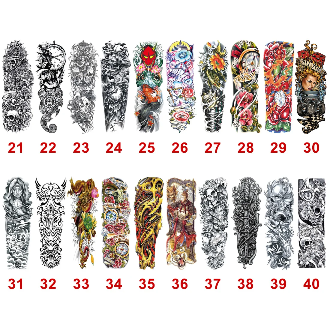 

Tattoo Sticker Waterproof Full Flower Arm Temporary Tattoos Flowers Realistic Sleeve Tatoo For Women Man Body Arm Legs