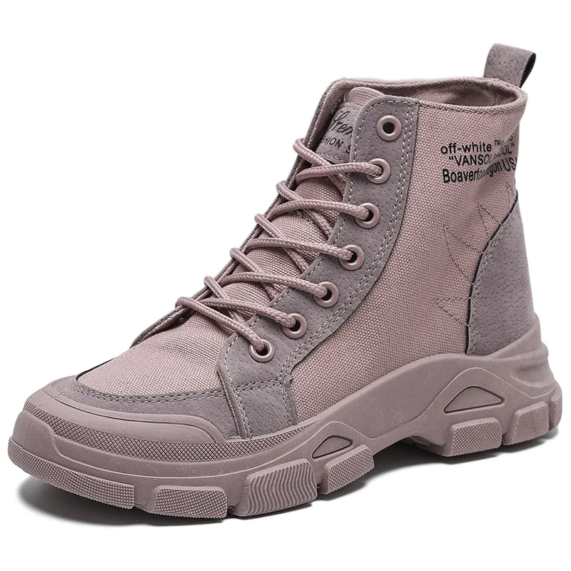 

Women canvas Shoes lace up high platform casual Shoes Walking girl student sports footwear 2020 autumn fashion shoes 8hI2