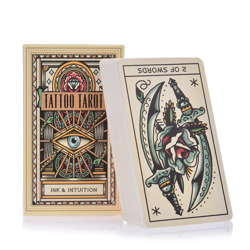 

78PCS Tattoo Tarot Cards Family Holiday Party Playing Card Deck Tarot Card English Tarot Game Card Board Games Set Entertainment