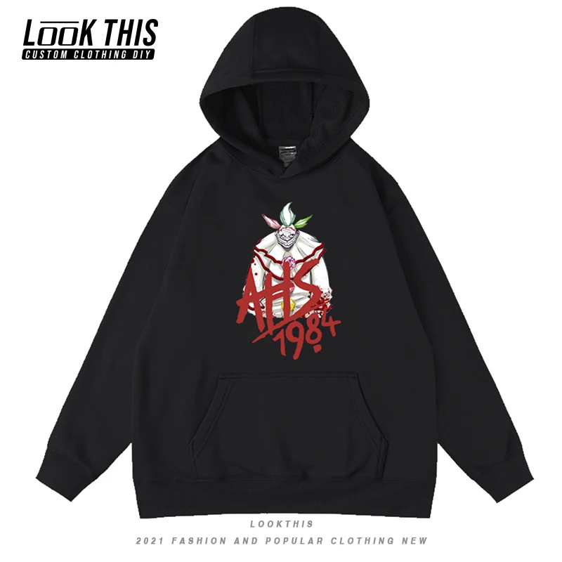 

American Horror Story Print Men's Oversized Hoodie Male Unisex Hooded Hoody Long Sleeve Pullover Tops Cool Sweatshirt Streetwear