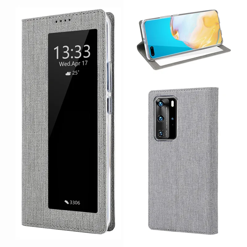 

For Casing Huawei P40 P40 Pro Luxury View Window Sleep/Wake UP Leather Flip Cover Case