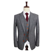 2021NEW Wool Retro Grey Herringbone Tweed British style custom made Mens suit tailor slim fit Blazer wedding suits for men 3 (3)