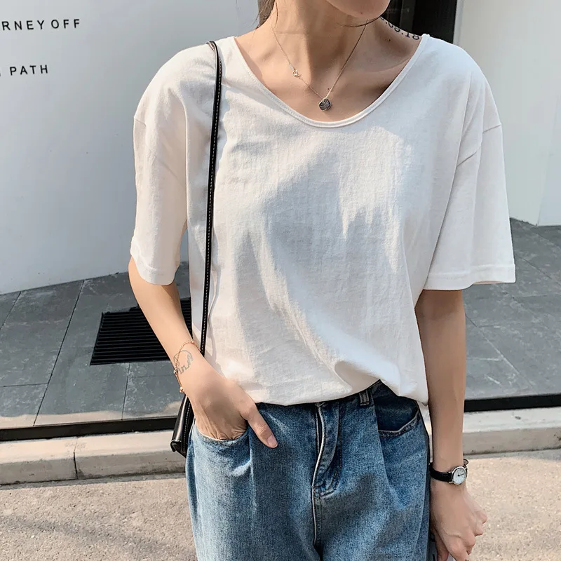 

Fashion Logo Printing T Shirts Women's black Short black Sleeve Fashion 100% cotton Female T-Shirts